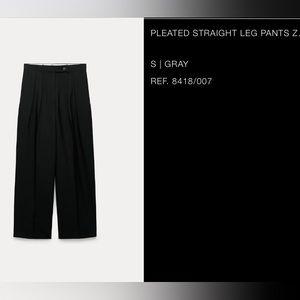 NWT ZARA PLEATED STRAIGHT LEG PANTS ZW COLLECTION